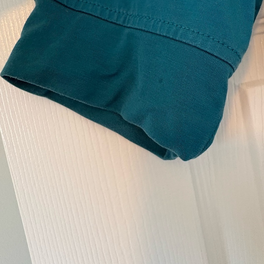 Modern Works Teal Ruched Button-Down Top - Picture 5 of 6